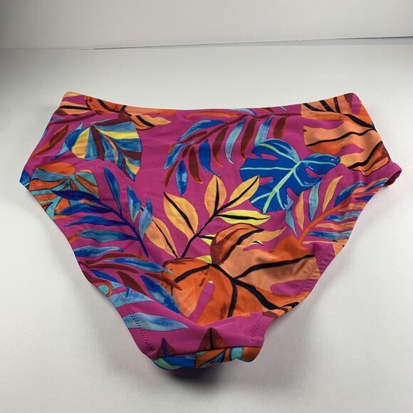 Bar III Magic Magenta Paradise Palms Bikini Bottom Women's Small Multi High-Rise - Picture 2 of 6